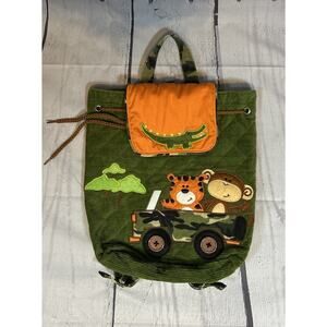 Stephen Joseph Kids Backpack | Green & Orange Animal Safari Design